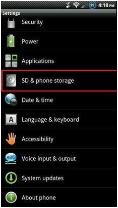 SD and Phone Storage